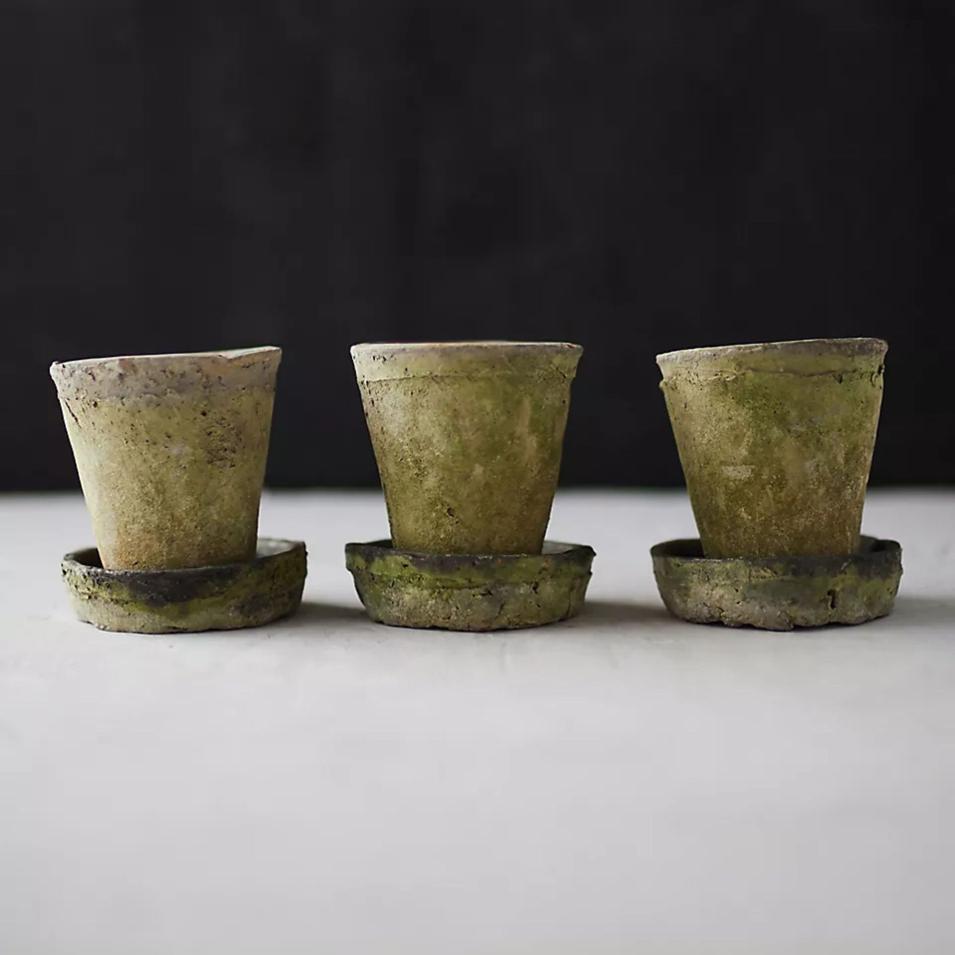 Earth Fired Clay Herb Pot + Saucer, Set of 3