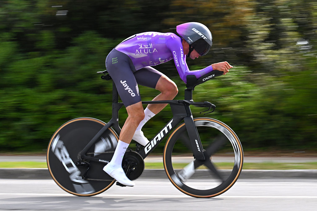 MASSA, ITALY - MAY 19: Ben O'Connor of Australia and Team Jayco AlUla competes during the 109th Giro d'Italia 2026, Stage 10 a 42km individual time trial stage from Viareggio to Massa / #UCIWT / on May 19, 2026 in Massa, Italy. (Photo by Tim de Waele/Getty Images)