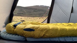 Therm-a-Rest Parsec 0F/-18C sleeping bag in tent