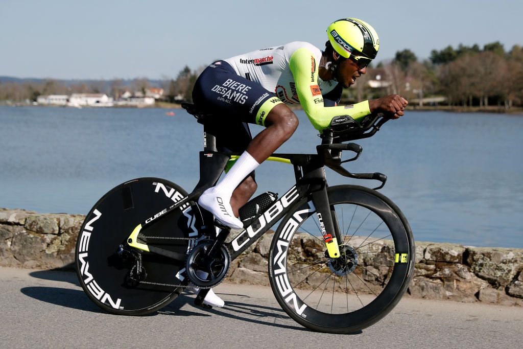 MONTLUCON FRANCE MARCH 09 Hailu Biniam Girmay of Eritrea and Team Intermarch Wanty Gobert Matriaux sprints during 80th Paris Nice 2022 Stage 4 a 134km individual time trial from Domrat to Montluon ParisNice WorldTour on March 09 2022 in Montlucon France Photo by Bas CzerwinskiGetty Images