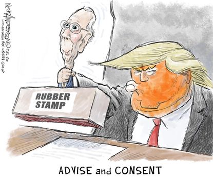 Political Cartoon U.S. Trump McConnell&nbsp;rubber stamp