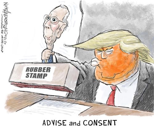 Political Cartoon U.S. Trump McConnell&amp;amp;nbsp;rubber stamp