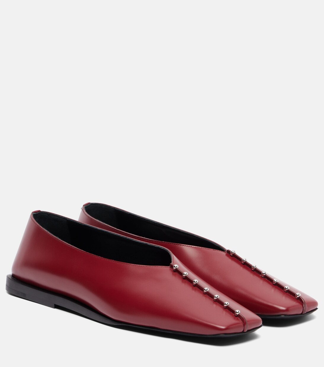Embellished Leather Ballet Flats