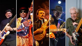 (from left) Wayne Kramer, Tito Jackson, Dickey Betts, Duane Eddy, and John Mayall