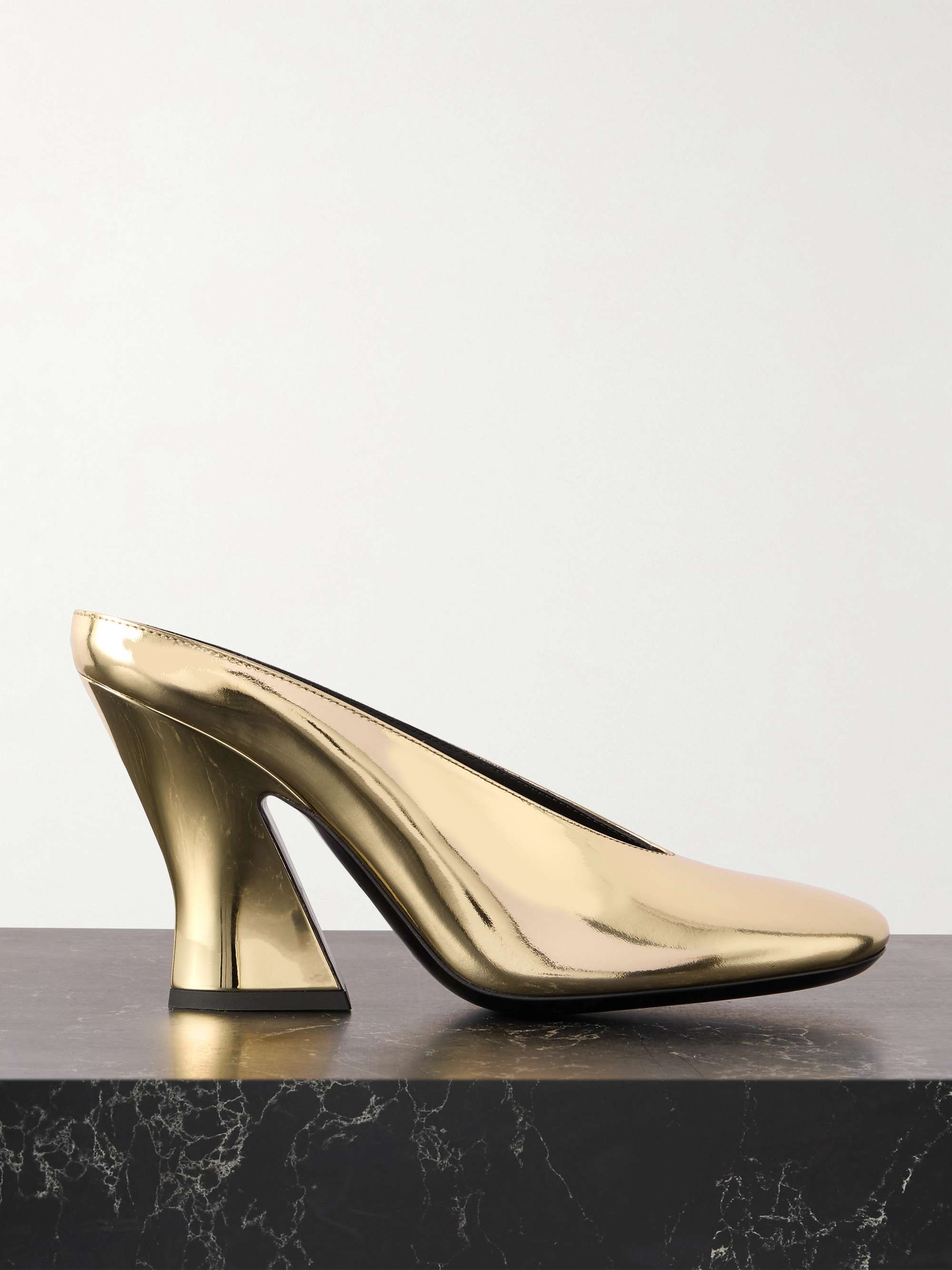 Mirrored-Leather Mules