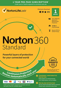 Norton 360 Standard | $39.99 for one year
The Standard option for Norton is perfect if you're just protecting one device; it gives you protection from all sorts of internet nastiness, including malware and spyware. Crucially, it's tumbled in price by 40%.
UK price: