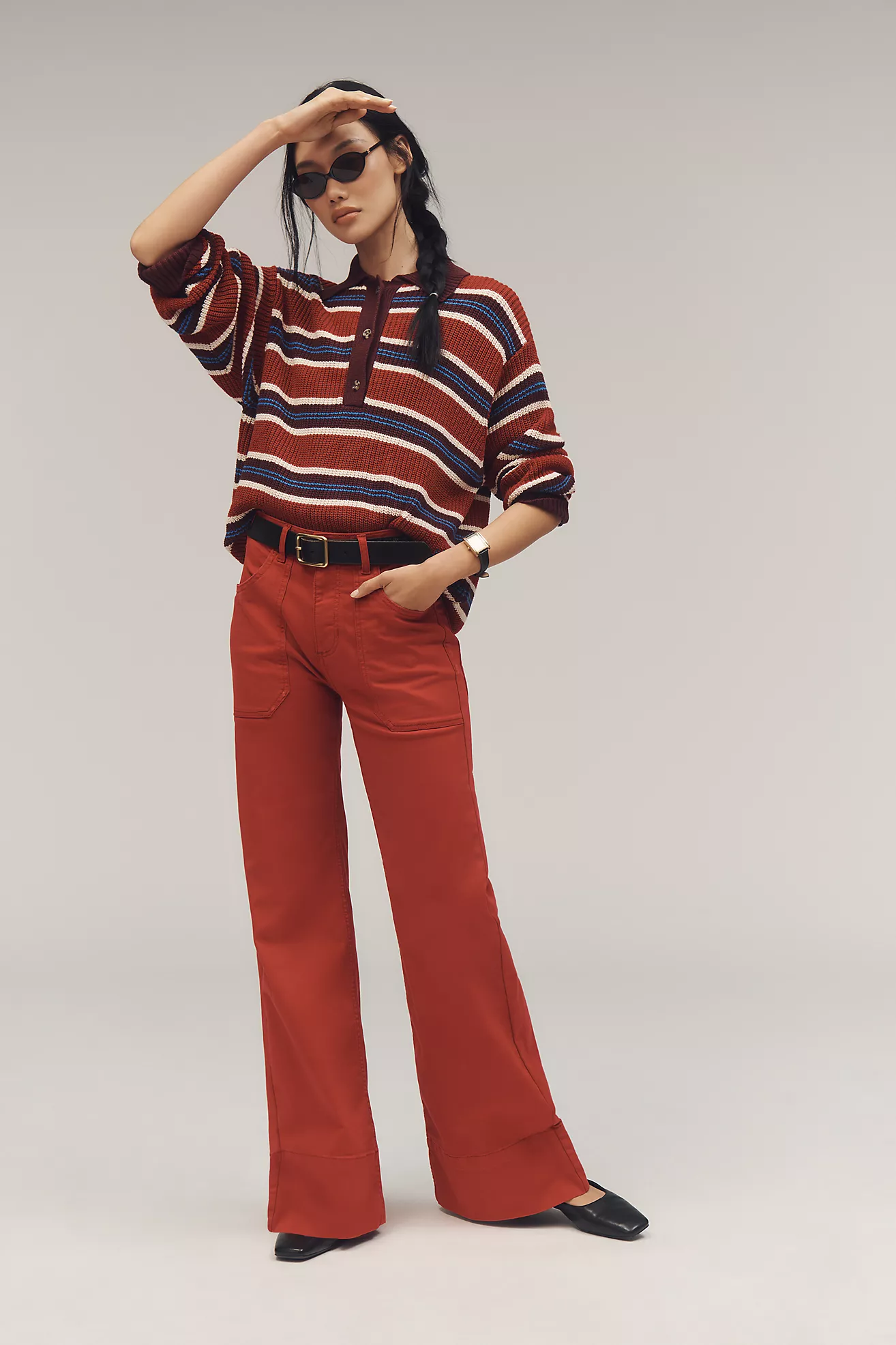 The Rylan Relaxed High-Rise Flare Pants by Pilcro
