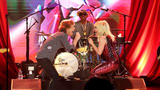 Mick Jagger and Lady Gaga on stage