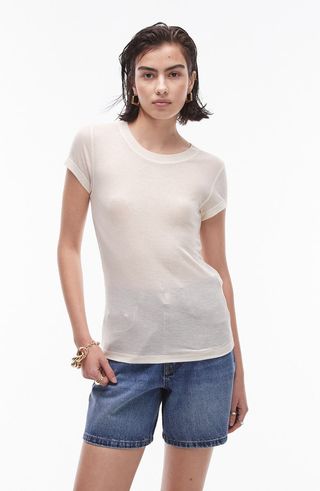 Sheer Rib Longline T-Shirt