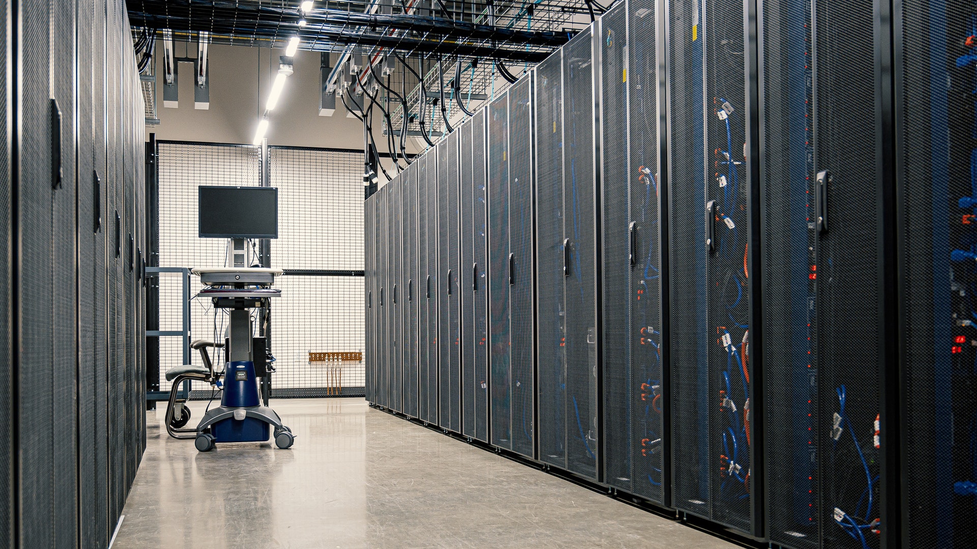 a corridor in a server room