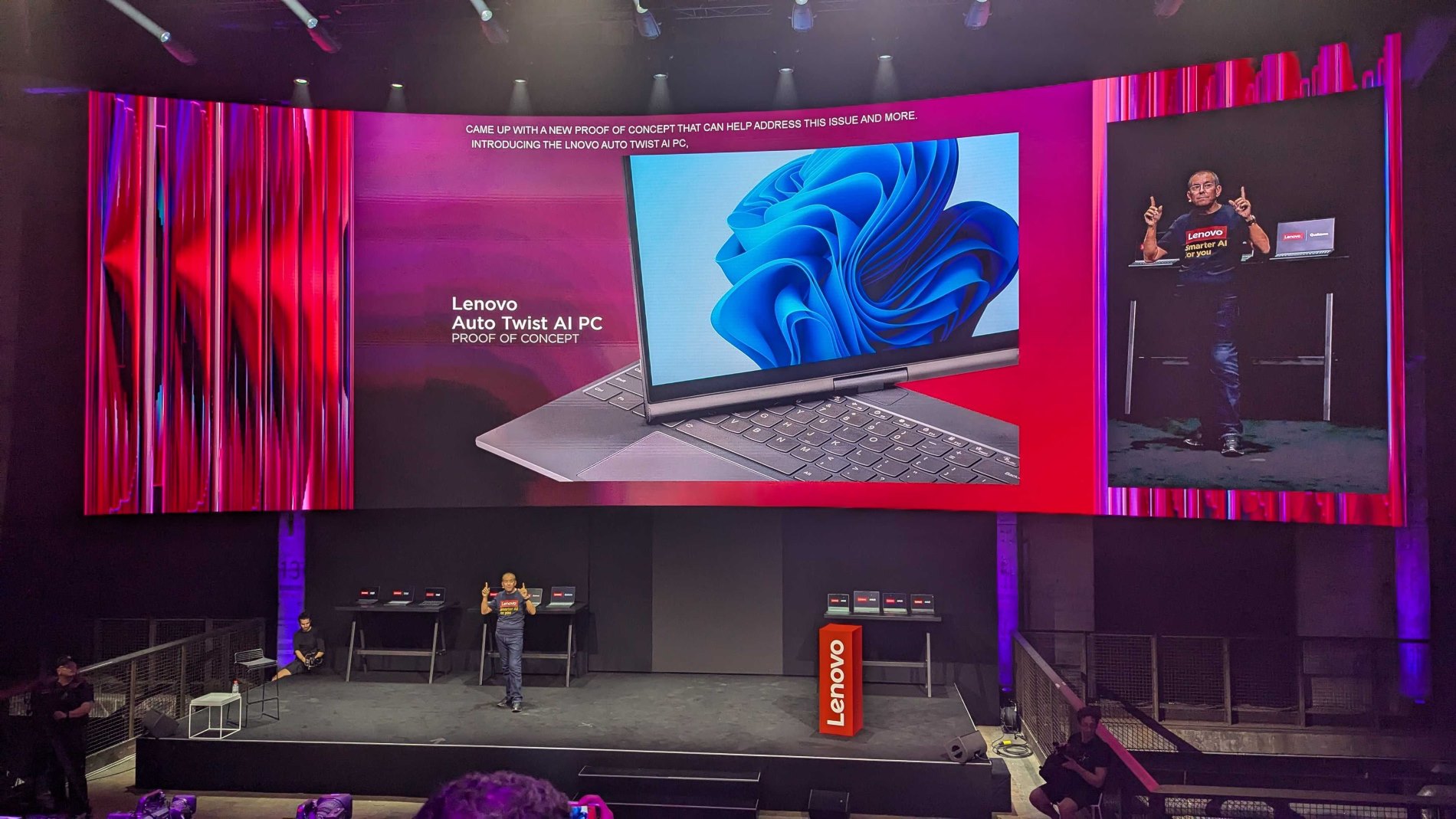 Look! No hands! Lenovo's new concept laptop can tilt and twist all on its own, thanks to the power of AI.