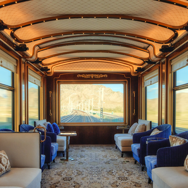 An Art Deco luxury train's interiors.