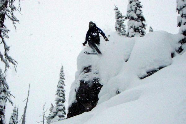 Going "huge" during a snowy day at Lolo Pass