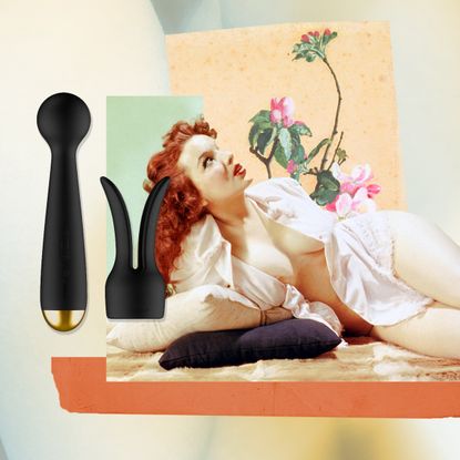 collage of woman with vibrator