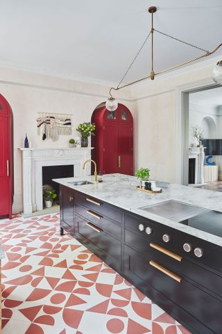 how to choose kitchen flooring red patterned ceramic tiles by Blakes London