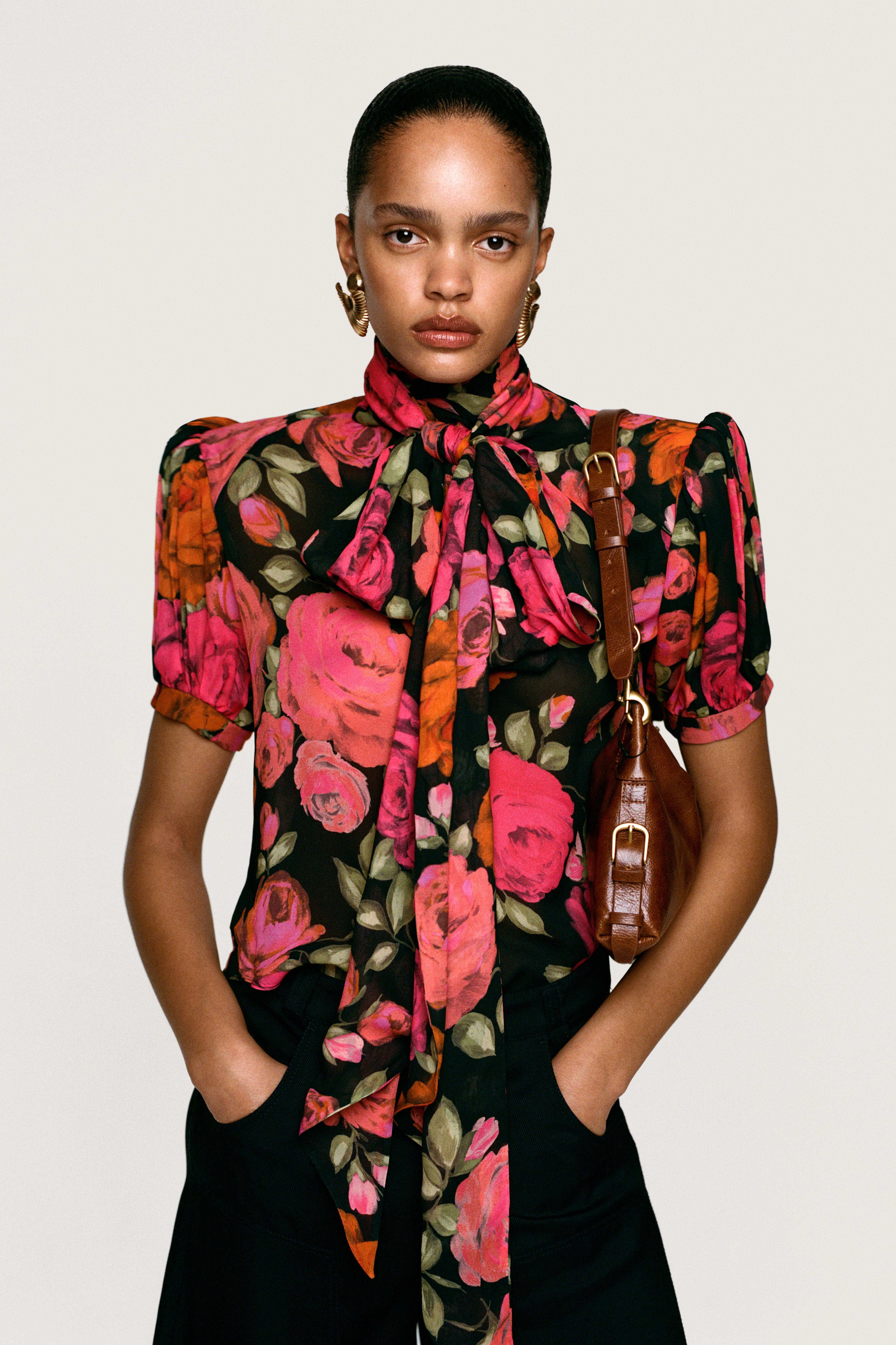 Willy Chavarria X Zara Floral Shoulder Pad Blouse