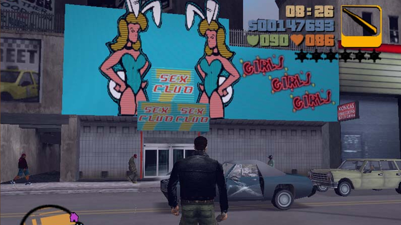 Claude visits Sex Club 7 in Liberty City in Grand Theft Auto 3
