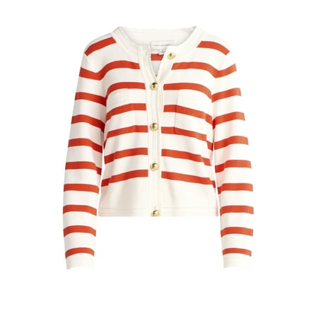 Free Assembly Women's Pocket Cardigan Sweater With Long Sleeves, Sizes Xs-Xxl