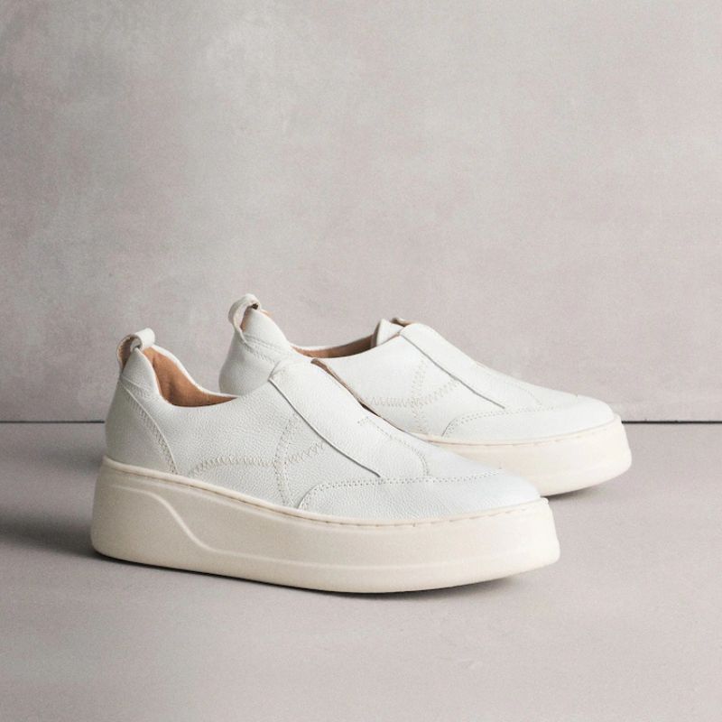 Next , White Signature Leather Chunky Wedge Platform Trainers