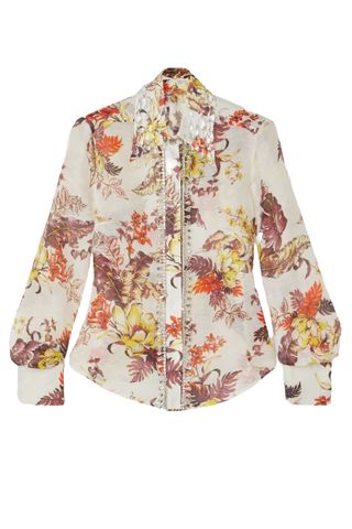 Matchmaker Crystal-Embellished Floral-Print Linen and Silk-Blend Shirt