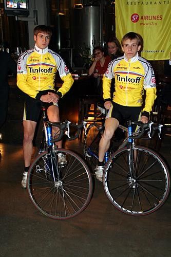 Nikolay Trusov and Ivan Rovny on their bikes