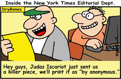 Political cartoon Trump U.S. New York Times anonymous op-ed Judas Iscariot