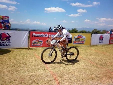 Adriana Rojas (Specialized) heads toward victory in the women's race.