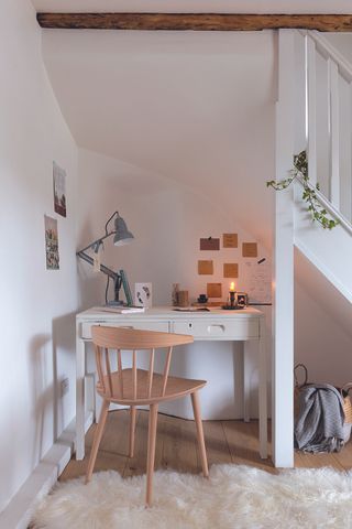 Desk under the stairs