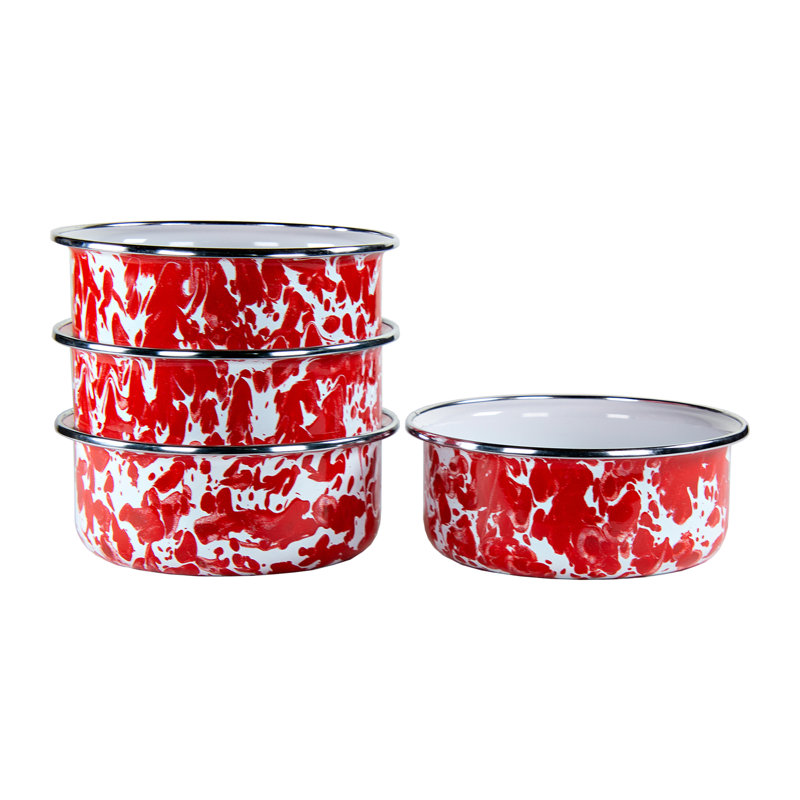 Golden Rabbit Set of 4 Red Swirl Soup Bowls | Wayfair