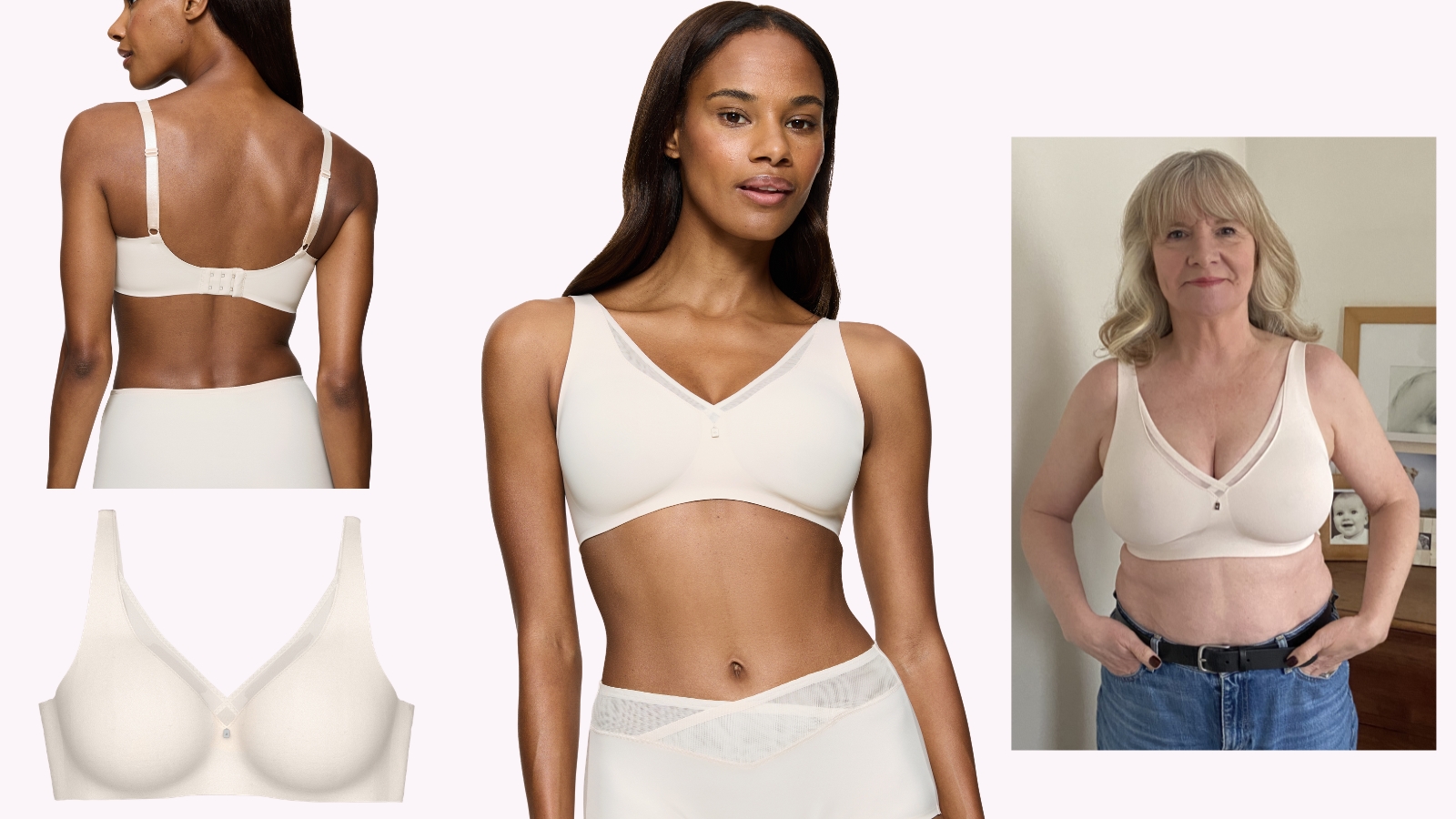 Model and Julie Player wearing triumph tre shape sensation minimiser bra