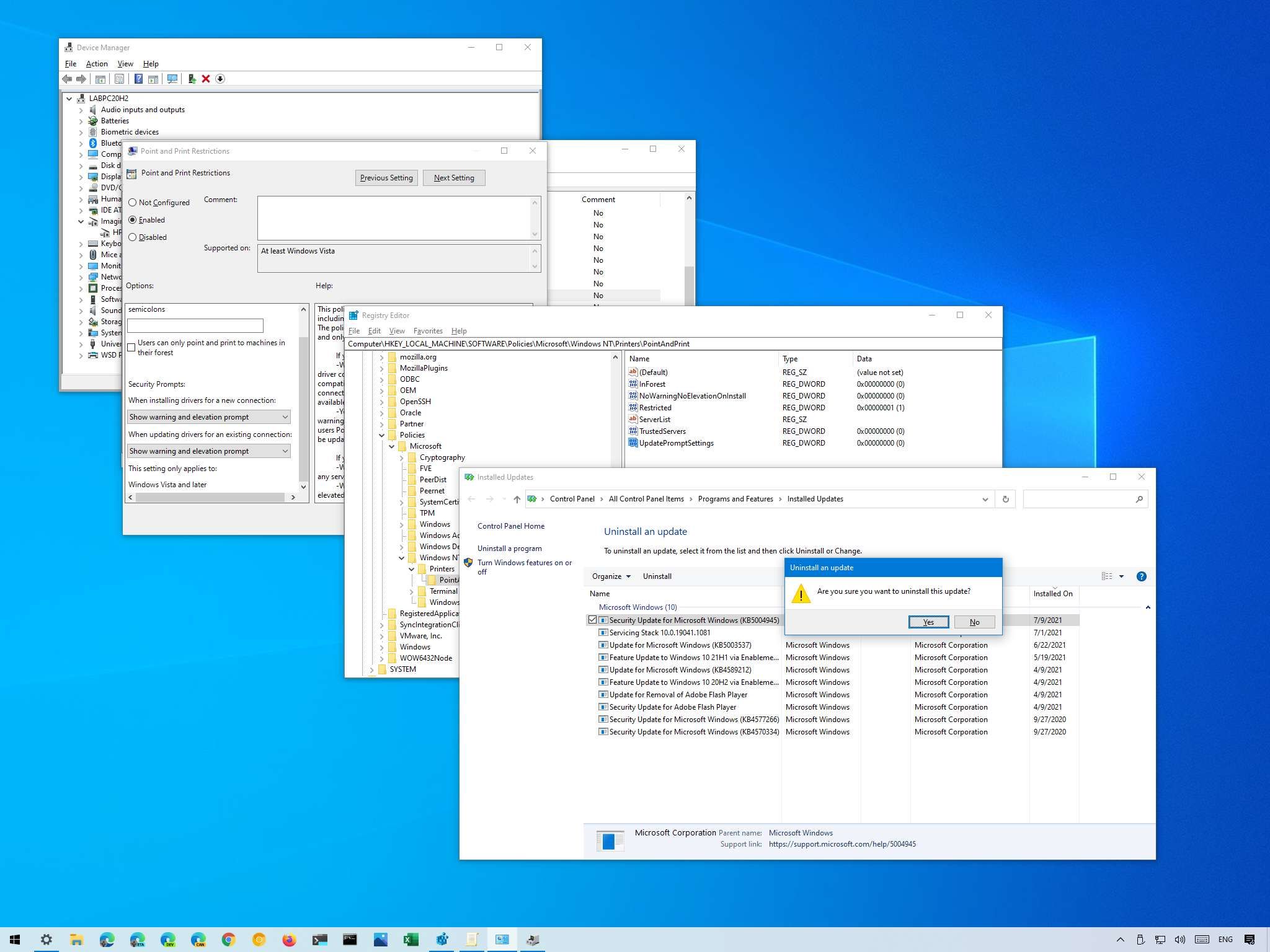 How to mitigate printing problems with update KB5004945 on Windows 10 ...