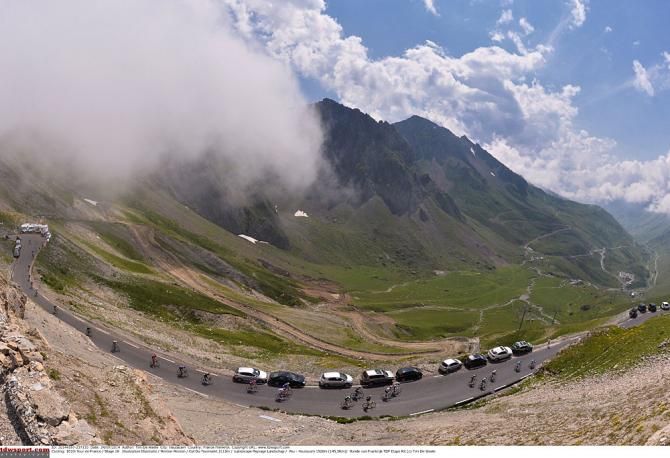 The Tour de France peloton during stage 18
