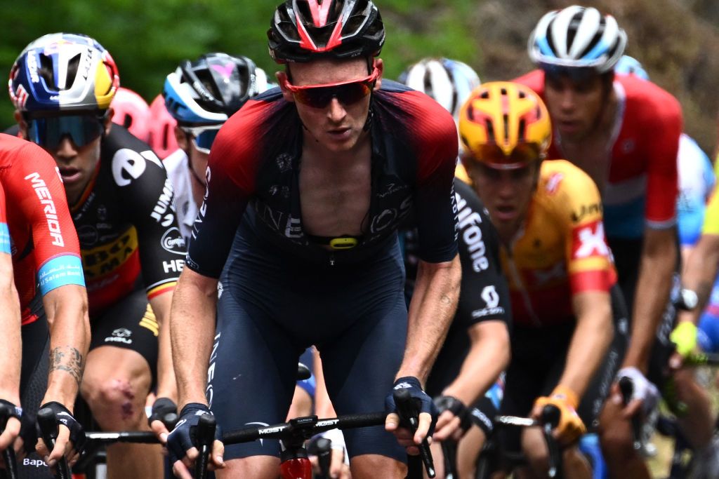 INEOS Grenadiers British rider Tao Geoghegan Hart C rides during the first stage of the 74th edition of the Criterium du Dauphine cycling race 192 km between La VoultesurRhone and Beauchastel on June 5 2022 Photo by Marco BERTORELLO AFP Photo by MARCO BERTORELLOAFP via Getty Images
