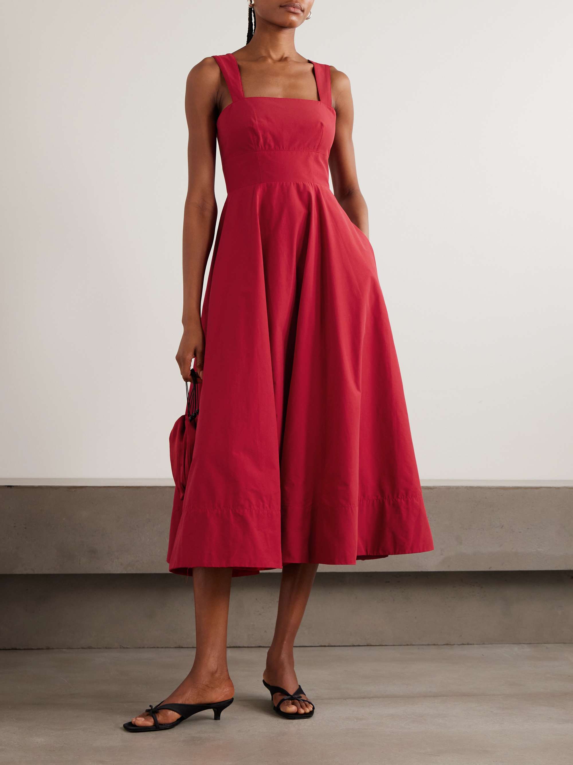 Myrtle Shirred Cotton-Blend Poplin Midi Dress