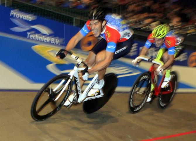Franco Marvulli and Tristan Marguet in full flight.