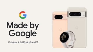 Made by Google livestream graphic with Pixel 8, Pixel 8 Pro and Pixel Watch 2