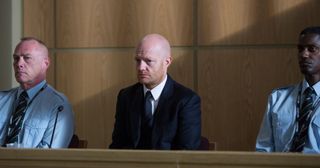 WARNING: Embargoed for publication until 00:00:01 on 22/09/2015 - Programme Name: EastEnders - TX: 28/09/2015 - Episode: 5145 (No. n/a) - Picture Shows: Prosecution deliver their closing speech. Max Branning (JAKE WOOD) - (C) BBC - Photographer: Jack Barnes