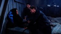 Deacon (Sean Kanan) and Finn (Tanner Novlan) rescue Sheila (Kimberlin Brown) in The Bold and the Beautiful