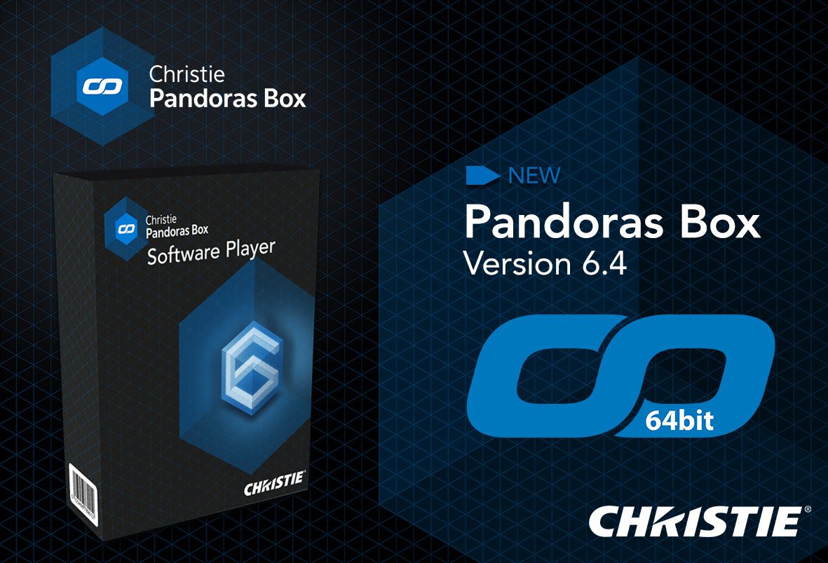 With the new Pandoras Box Version 6.4, Christie introduces its new 64-bit processing software, which greatly increases the performance of existing processing hardware.