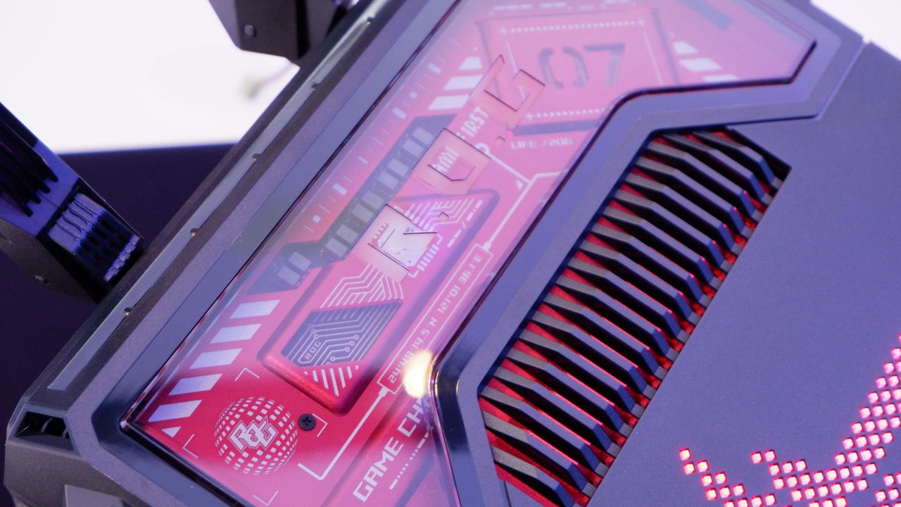 Asus ROG Rapture GT-BE19000 Wi-Fi 7 router on a display stand