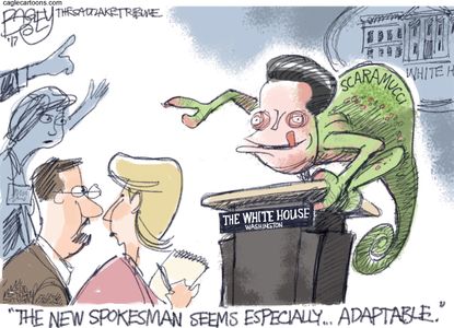 Political cartoon U.S. Anthony Scaramucci chameleon