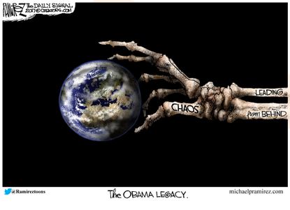 Political Cartoon U.S. Obama Legacy World Trump