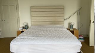 My bed with the John Lewis Soft Touch Washable Quilted Mattress Protector on top of it