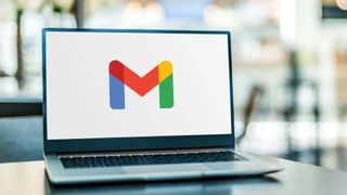 Image of Gmail&#039;s logo on a laptop