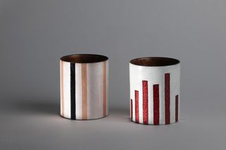 Enamelled copper vases