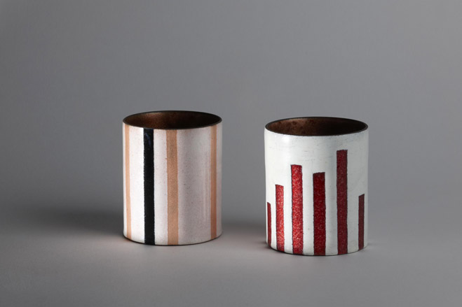 Enamelled copper vases