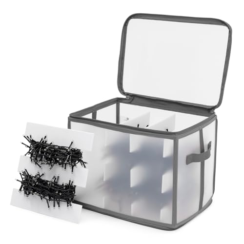 Christmas Village Icicle Lights Storage Decorations Holder Large Plastic Bag Box Cube Xmas Perfect for Light Baubles Tinsel &amp;ndash; Frost Transparent (grey)