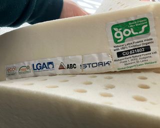 Turmerry latex mattress topper certification tags
