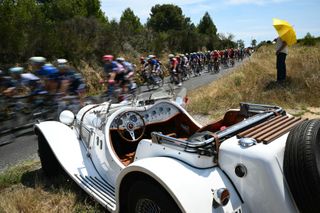 The peloton rolls along during stage 16