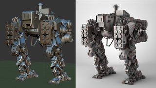 We’ve used GoZ to send this detailed mech, which was modeled in ZBrush, to Cinema 4D where we’ve added materials and a lighting setup for rendering